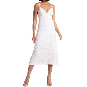 NEW EXPRESS LIMITIED EDITION SEQUIN LACE V-NECK MIDI DRESS SIZE 2